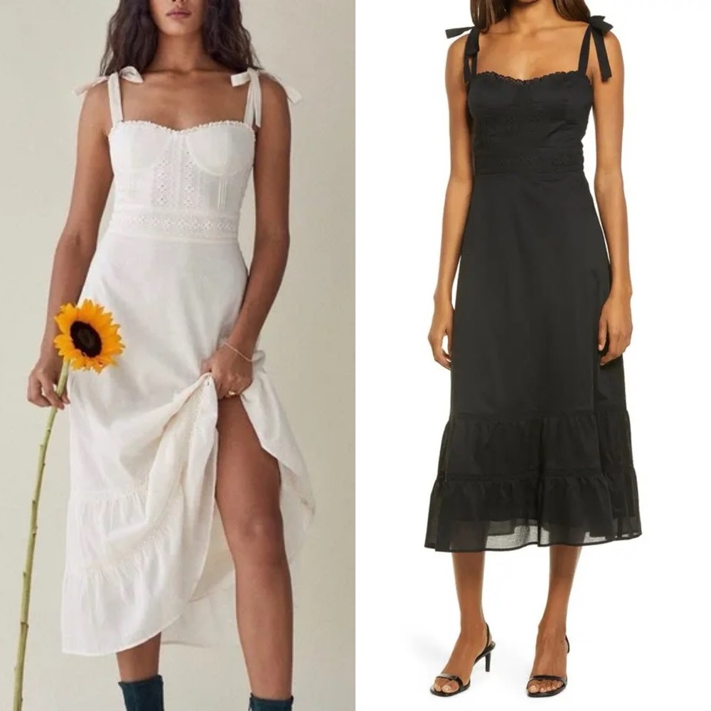 REFORMATION NEW Noa Black Midi Dress 0